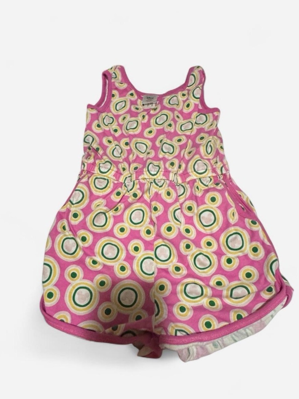 Disney x Hanna Andersson Pink Geometric Romper Size 6/7 Organic Cotton